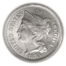 Front - nickel three cent piece
