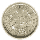 Back - Half dime coin