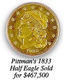 the coin Pittman sold for $467,500