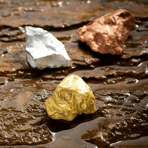 ingots of gold, silver and copper