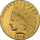 Front - 10 dollar Indian Gold American Coin