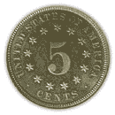 Back - 1866 shield nickel no rays