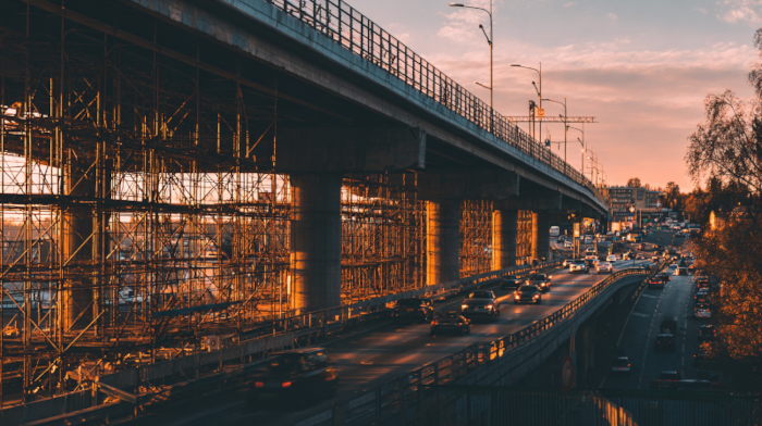 Roadway at sunset